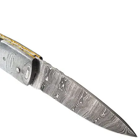 Auerbach Damastmesser Damaszener Stahl Horn "Arthur" Taschenmesser